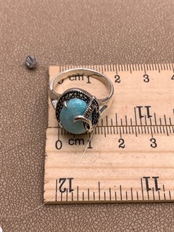 *Кольцо р.19 Микс Марказит Амазонит арт. HR1735-875 вес 5.44 г - фото 309479 *Кольцо р.19 Микс Марказит Амазонит арт. HR1735-875 вес 5.44 г - фото 309479