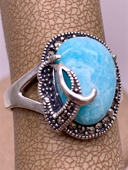 *Кольцо р.18 Микс Марказит Амазонит арт. HR1735-868 вес 5.63 г - фото 309485 *Кольцо р.18 Микс Марказит Амазонит арт. HR1735-868 вес 5.63 г - фото 309485