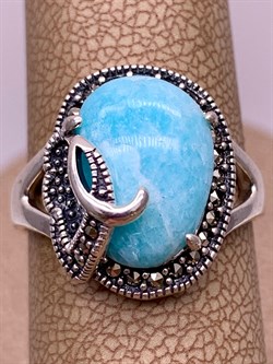 *Кольцо р.18 Микс Марказит Амазонит арт. HR1735-868 вес 5.63 г - фото 309487 *Кольцо р.18 Микс Марказит Амазонит арт. HR1735-868 вес 5.63 г - фото 309487