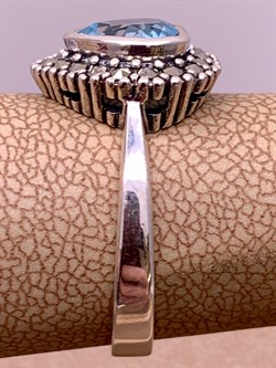 *Кольцо р.19 Микс Марказит Голубой Топаз Сердце арт. HR622-884 вес 4.2 г - фото 309496