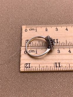 *Кольцо р.19 Микс Марказит Голубой Топаз Сердце арт. HR622-884 вес 4.2 г - фото 309501