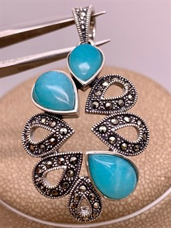 *Подвеска Микс Марказит Амазонит арт. HP882-391 вес 7,38 г - фото 309515 *Подвеска Микс Марказит Амазонит арт. HP882-391 вес 7,38 г - фото 309515