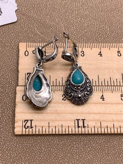 *Серьги Микс Марказит Амазонит арт. С 1014-932 вес 9,32 г - фото 309789