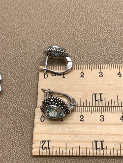 *Серьги Микс Марказит Голубой Топаз Сердце арт. HE124-623 вес 7.08 г - фото 309795 *Серьги Микс Марказит Голубой Топаз Сердце арт. HE124-623 вес 7.08 г - фото 309795