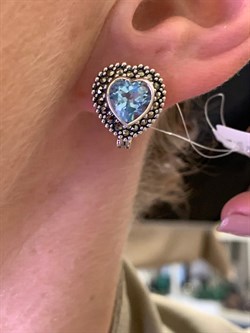 *Серьги Микс Марказит Голубой Топаз Сердце арт. HE124-623 вес 7.08 г - фото 309796 *Серьги Микс Марказит Голубой Топаз Сердце арт. HE124-623 вес 7.08 г - фото 309796