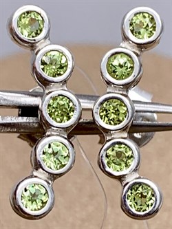 *Серьги Пусеты Микс Марказит Хризолит арт. HE1049-775 вес 2,65 г - фото 309825