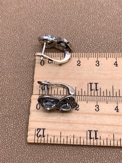 *Серьги Бесконечность Микс Марказит Голубой Топаз Сердце арт. HE0969-024 вес 6,68 г - фото 309832