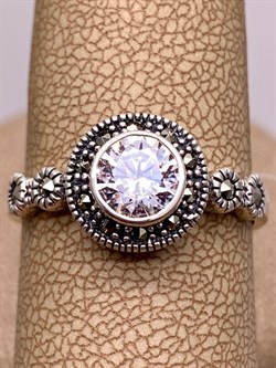 *Кольцо р.19 Микс Марказит Белый Фианит арт. HR1631-790 вес 4,53 г - фото 310142