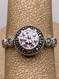 *Кольцо р.18 Микс Марказит Белый Фианит арт. HR1631-783 вес 4,14 г - фото 310152