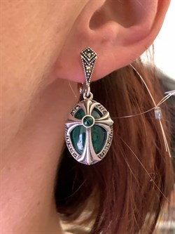 *Серьги Микс Марказит Малахит арт. С 886-776 вес 11,19 г - фото 310221 *Серьги Микс Марказит Малахит арт. С 886-776 вес 11,19 г - фото 310221