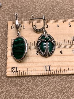 *Серьги Микс Марказит Малахит арт. С 886-776 вес 11,19 г - фото 310223 *Серьги Микс Марказит Малахит арт. С 886-776 вес 11,19 г - фото 310223