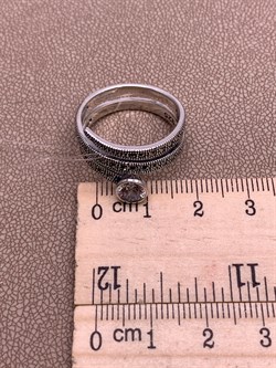 *Кольцо р.19 Змейка Марказит Белый Фианит арт. HR1318-769 вес 5.37 г - фото 310233