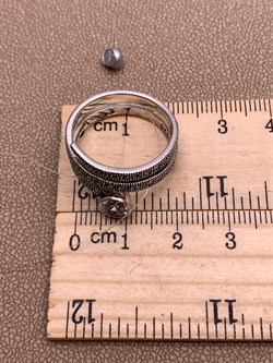 *Кольцо р.19 Змейка Марказит Белый Фианит арт. HR1318-769 вес 5.37 г - фото 310234