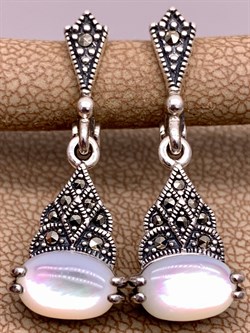 *Серьги Микс Марказит Белый Перламутр арт. HE931-796 вес 5,69 г - фото 310256 *Серьги Микс Марказит Белый Перламутр арт. HE931-796 вес 5,69 г - фото 310256