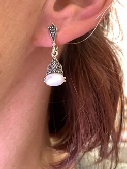 *Серьги Микс Марказит Белый Перламутр арт. HE931-796 вес 5,69 г - фото 310354 *Серьги Микс Марказит Белый Перламутр арт. HE931-796 вес 5,69 г - фото 310354