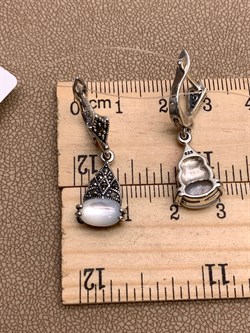 *Серьги Микс Марказит Белый Перламутр арт. HE931-796 вес 5,69 г - фото 310356 *Серьги Микс Марказит Белый Перламутр арт. HE931-796 вес 5,69 г - фото 310356