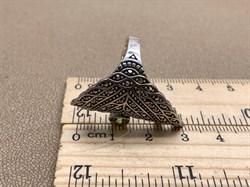 *Кольцо р.17 Крыло Бабочки Марказит Хризолит Сердце арт. HR676-415 вес 8,26 г - фото 310425