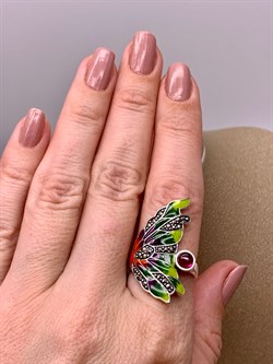 *Кольцо р.19 Крыло Бабочки Марказит Корунд Рубин Эмаль арт. HR725-059 вес 7,69 г - фото 310432 *Кольцо р.19 Крыло Бабочки Марказит Корунд Рубин Эмаль арт. HR725-059 вес 7,69 г - фото 310432