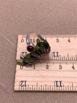 *Кольцо р.19 Крыло Бабочки Марказит Корунд Рубин Эмаль арт. HR725-059 вес 7,69 г - фото 310433 *Кольцо р.19 Крыло Бабочки Марказит Корунд Рубин Эмаль арт. HR725-059 вес 7,69 г - фото 310433