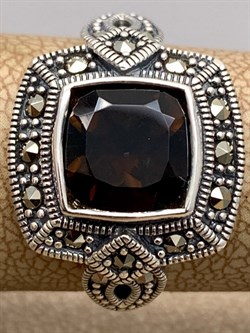 *Кольцо р.17 Марказит  Раухтопаз арт. HR978-358 вес 4,84 г - фото 310518