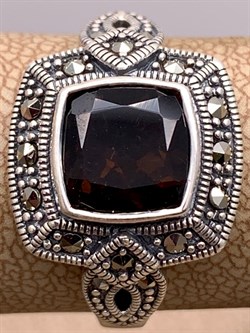 *Кольцо р.19 Марказит  Раухтопаз арт. HR978-372 вес 5.23 г - фото 310530