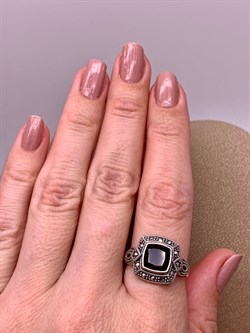 *Кольцо р.19 Марказит  Раухтопаз арт. HR978-372 вес 5.23 г - фото 310533