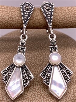 *Серьги Микс Марказит Белый Перламутр арт. HE1591-789 вес 7,81 г - фото 310613 *Серьги Микс Марказит Белый Перламутр арт. HE1591-789 вес 7,81 г - фото 310613