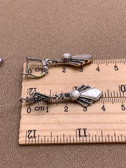 *Серьги Микс Марказит Белый Перламутр арт. HE1591-789 вес 7,81 г - фото 310617 *Серьги Микс Марказит Белый Перламутр арт. HE1591-789 вес 7,81 г - фото 310617