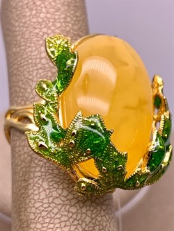 *Кольцо р.16,75 Янтарь Эмаль арт. 720112п-020 Вес 10,65 г - фото 310706 *Кольцо р.16,75 Янтарь Эмаль арт. 720112п-020 Вес 10,65 г - фото 310706