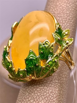 *Кольцо р.16,75 Янтарь Эмаль арт. 720112п-020 Вес 10,65 г - фото 310707 *Кольцо р.16,75 Янтарь Эмаль арт. 720112п-020 Вес 10,65 г - фото 310707