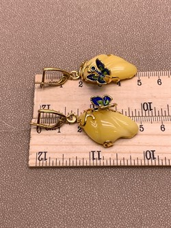 *Серьги Бабочки Янтарь арт. 721105п-038 Вес 11,12 г - фото 310733 *Серьги Бабочки Янтарь арт. 721105п-038 Вес 11,12 г - фото 310733