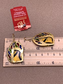 *Серьги Петли Янтарь Эмаль арт. 721094п-236 Вес 11,4 г - фото 310823 *Серьги Петли Янтарь Эмаль арт. 721094п-236 Вес 11,4 г - фото 310823