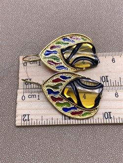 *Серьги Петли Янтарь Эмаль арт. 721094п-236 Вес 11,4 г - фото 310824 *Серьги Петли Янтарь Эмаль арт. 721094п-236 Вес 11,4 г - фото 310824