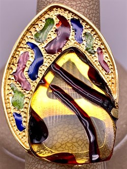 *Кольцо р.17,75 Янтарь Эмаль арт. 720094п-503 Вес 7,51 г - фото 310831 *Кольцо р.17,75 Янтарь Эмаль арт. 720094п-503 Вес 7,51 г - фото 310831