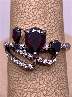 *Кольцо р.17,5 Гранат Романовы арт. 01-2021/00ГР-00-584 вес 3,07 г - фото 311069