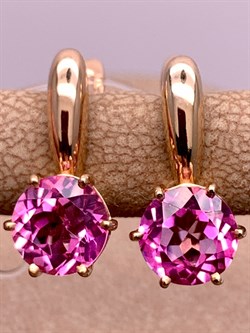 *Серьги Розовый Топаз арт. 2320071408-30-547 Вес 3 г - фото 311322