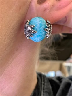 *Серьги Микс Марказит Амазонит арт. HE1431-291 вес 14,18 г - фото 311377 *Серьги Микс Марказит Амазонит арт. HE1431-291 вес 14,18 г - фото 311377