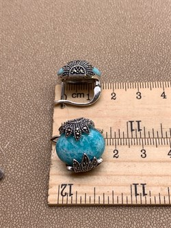 *Серьги Микс Марказит Амазонит арт. HE1431-291 вес 14,18 г - фото 311380 *Серьги Микс Марказит Амазонит арт. HE1431-291 вес 14,18 г - фото 311380