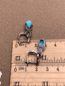 *Серьги Микс Марказит Амазонит арт. HE1614-734 вес 6,82 г - фото 311385 *Серьги Микс Марказит Амазонит арт. HE1614-734 вес 6,82 г - фото 311385