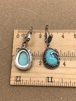 *Серьги Микс Марказит Амазонит арт. HE1596-659 вес 8.96 г - фото 311421 *Серьги Микс Марказит Амазонит арт. HE1596-659 вес 8.96 г - фото 311421