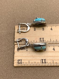 *Серьги Микс Марказит Амазонит арт. HE1596-659 вес 8.96 г - фото 311423 *Серьги Микс Марказит Амазонит арт. HE1596-659 вес 8.96 г - фото 311423