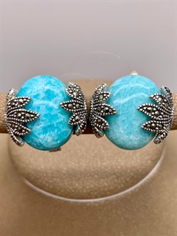 *Серьги Микс Марказит Амазонит арт. HE1431-291 вес 14,18 г - фото 311433 *Серьги Микс Марказит Амазонит арт. HE1431-291 вес 14,18 г - фото 311433