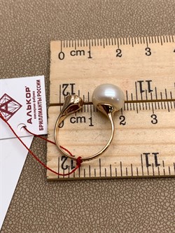 *Кольцо р.17,5 д.10 Бриллиант Белый Жемчуг цв Красное арт. 12529-110-602, вес 3,53 г - фото 311533 *Кольцо р.17,5 д.10 Бриллиант Белый Жемчуг цв Красное арт. 12529-110-602, вес 3,53 г - фото 311533