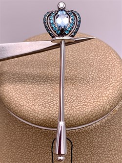 *Брошь Голубой Топаз Романовы арт. Б04-2296/00ТБ-00-253 вес 3,9 г - фото 311769