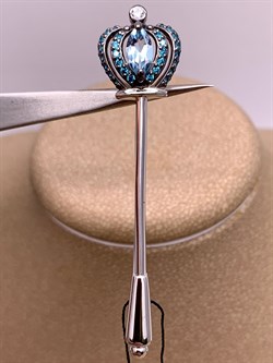 *Брошь Голубой Топаз Романовы арт. Б04-2296/00ТБ-00-253 вес 3,9 г - фото 311771