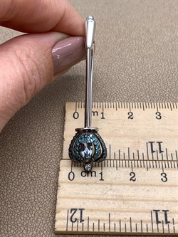 *Брошь Голубой Топаз Романовы арт. Б04-2296/00ТБ-00-253 вес 3,9 г - фото 311772