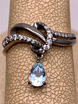 *Кольцо р.18,5 Голубой Топаз Романовы арт. 01-1817/00ТБ-00-012 вес 2,46 г - фото 311825