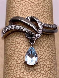 *Кольцо р.18,5 Голубой Топаз Романовы арт. 01-1817/00ТБ-00-012 вес 2,46 г - фото 311826