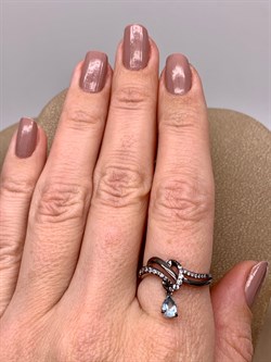 *Кольцо р.18,5 Голубой Топаз Романовы арт. 01-1817/00ТБ-00-012 вес 2,46 г - фото 311827