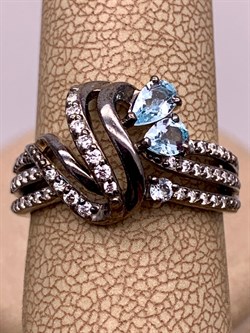 *Кольцо р.17,5 Голубой Топаз Романовы арт. 01-1813/00ТБ-00-485 вес 3,33 г - фото 311880